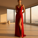 Women's formal maxi dress featuring a flattering V-neck silhouette