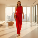 Sienna wide-leg elegant jumpsuit for women with a round neckline