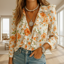 Hazel ruffled butterfly blouse for women with elegant long sleeve design